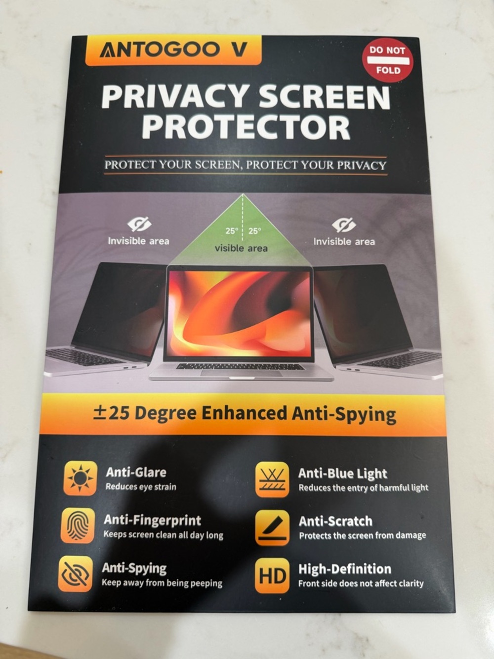Antogoo V Privacy Screen Protector -16 Inch 16:10 Laptop Anti Blue Light Glare